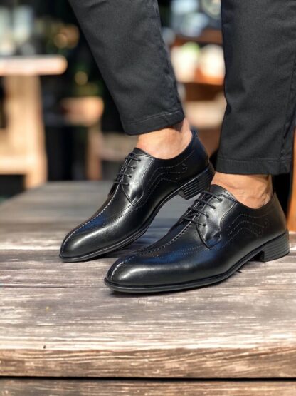 Black Leather Man Oxford Shoe