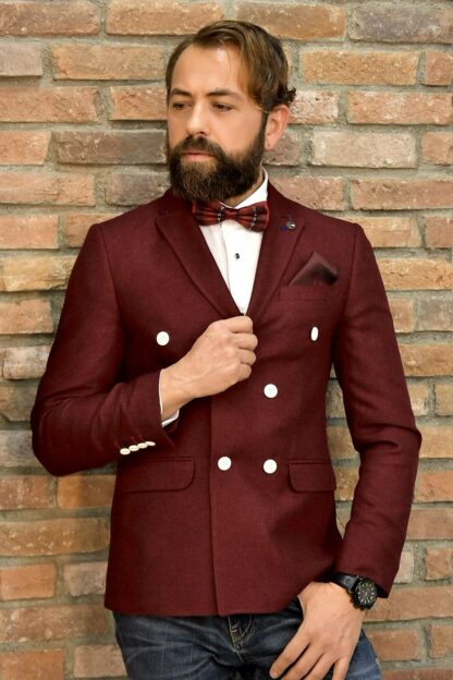 Red Double Breasted Blazer