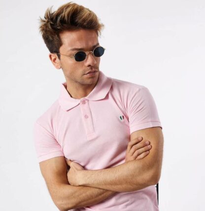 Powder Pink Polo Neck T-shirt