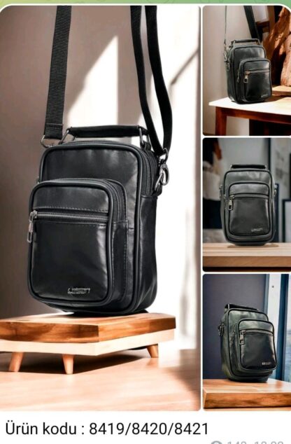 Black Leather Sling Handbag