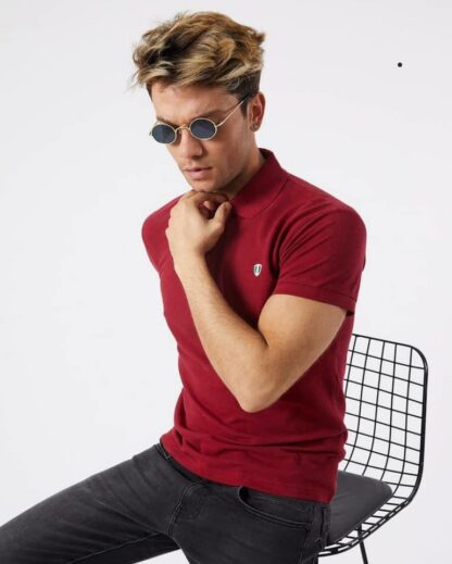 Red Polo Neck T-shirt - Image 3