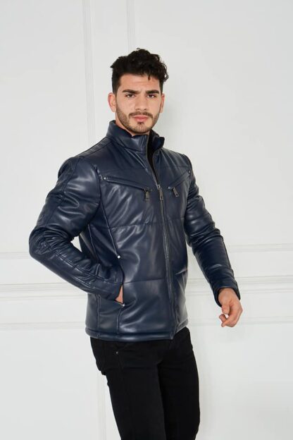 Navy Leather Jacket