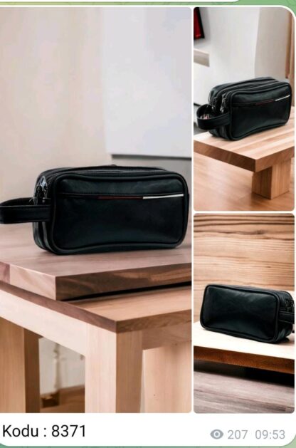 Black Compact Leather Bag