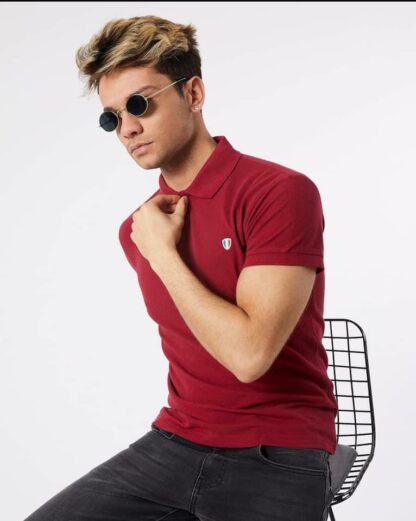 Red Polo Neck T-shirt - Image 2