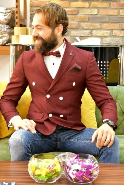 Red Double Breasted Blazer - Image 3