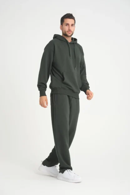 Kanguru Cepli Üç İplik Diagonel Kumaş Kapüşonlu Sweatshirt - Image 4
