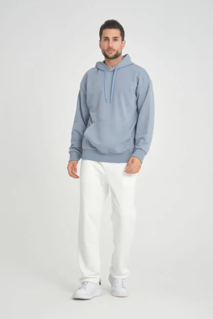 Kanguru Cepli Üç İplik Diagonel Kumaş Kapüşonlu Sweatshirt - Image 6