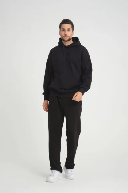 Kanguru Cepli Üç İplik Diagonel Kumaş Kapüşonlu Sweatshirt - Image 8