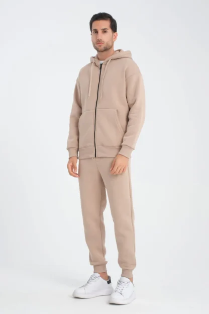 Oversize Fermuarlı Kapüşonlu Üç İplik Sweatshirt - Image 2