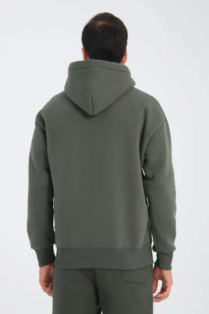 Oversize Fermuarlı Kapüşonlu Üç İplik Sweatshirt - Image 6