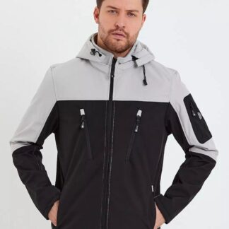Erkek Çift Renk Softshell Kapüşonlu Yağmur Su Geçirmez Mont