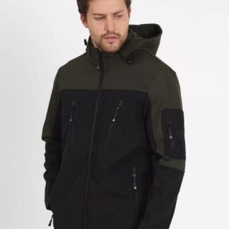 Erkek Çift Renk Softshell Kapüşonlu Yağmur Su Geçirmez Mont