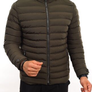 Erkek Slim Fit Şişme Kahverengi Mont