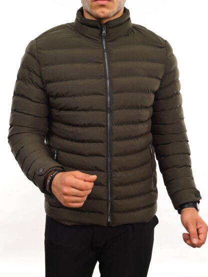 Erkek Slim Fit Şişme Kahverengi Mont