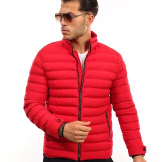 Erkek Slim Fit Şişme Kırmızı Mont