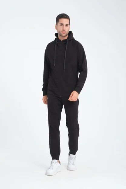 Fermuarlı Kapüşonlu Sweatshirt & Manşet Paça Eşofman Altı Takım - Image 4