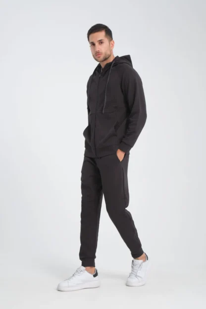 Fermuarlı Kapüşonlu Sweatshirt & Manşet Paça Eşofman Altı Takım - Image 5