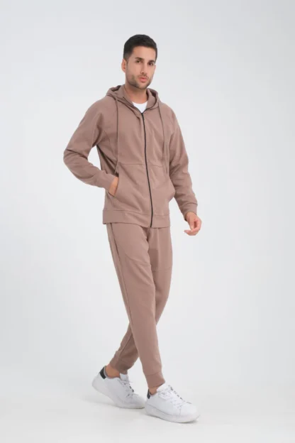 Fermuarlı Kapüşonlu Sweatshirt & Manşet Paça Eşofman Altı Takım - Image 3