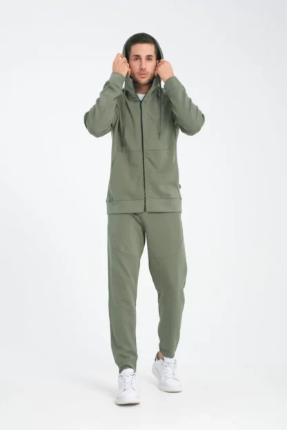 Fermuarlı Kapüşonlu Sweatshirt & Manşet Paça Eşofman Altı Takım