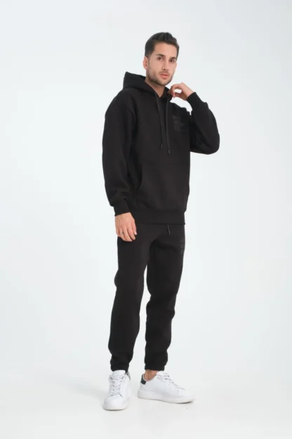 Oversize Puf Baskılı Kapüşonlu Sweatshirt & Lastik Paça Eşofman Altı