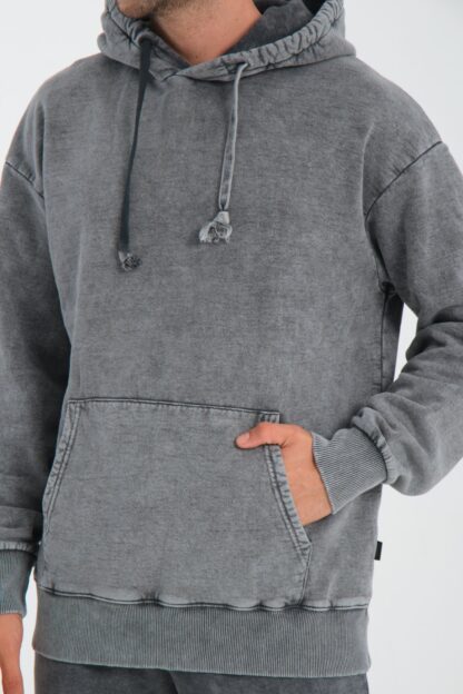 Oversize Yıkamalı Kapüşonlu Sweatshirt & Lastik Paça Eşofman Altı - Image 5